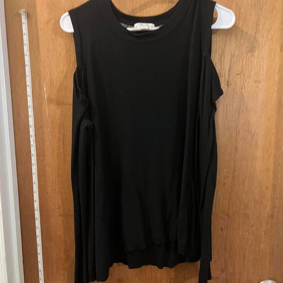 🐻Size X - Ava - Viv - Long Sleeve Cold-Shoulder Black Pullover - Picture 1 of 7